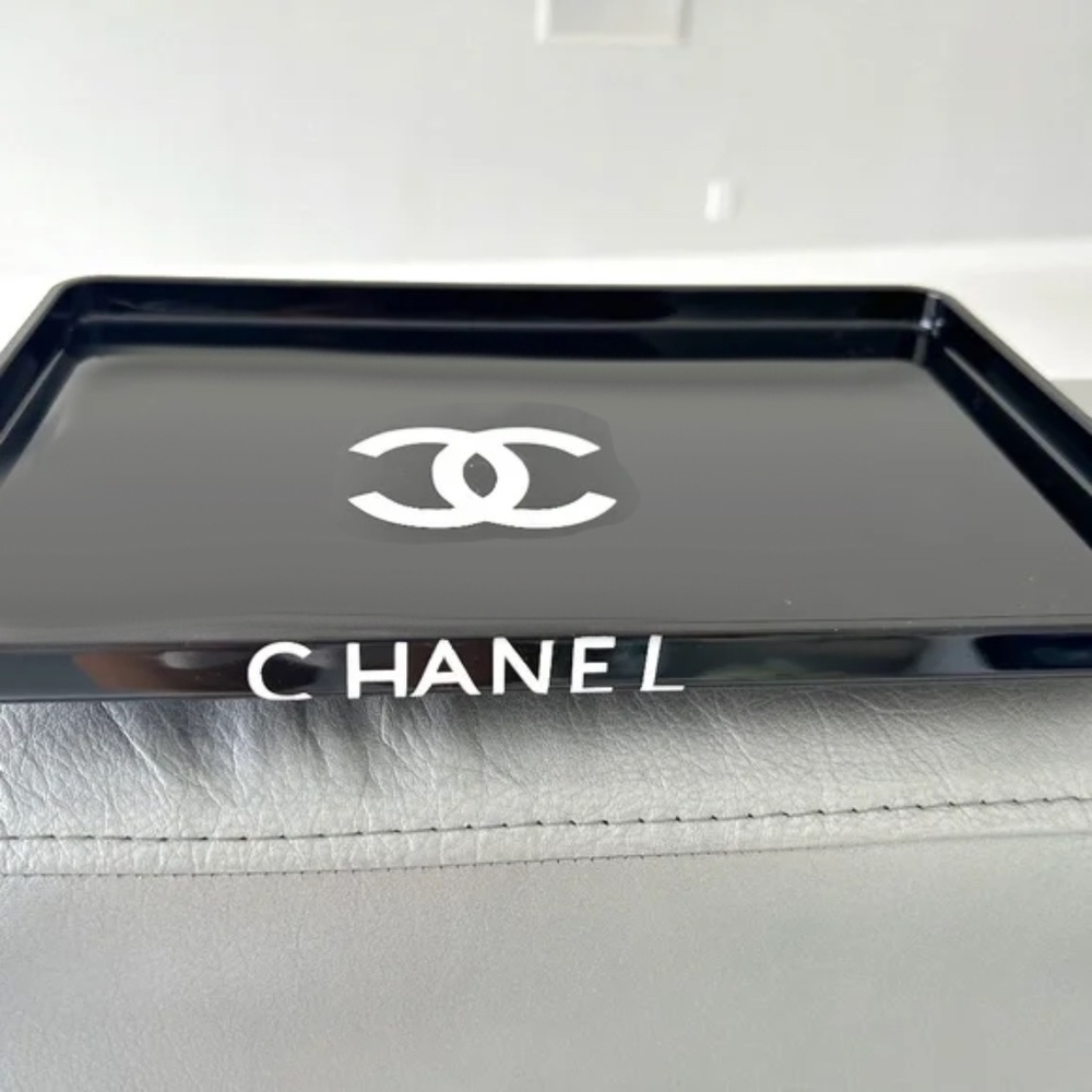 Black Acrylic tray 11.8x 7.8"- white lettering